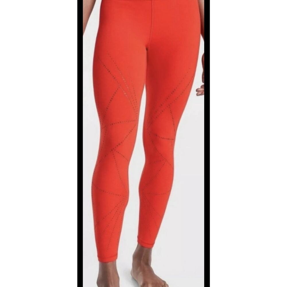 Athleta Women'a Elation Lasercut Perforated 7/8 Legginings Timeless Red Size XL